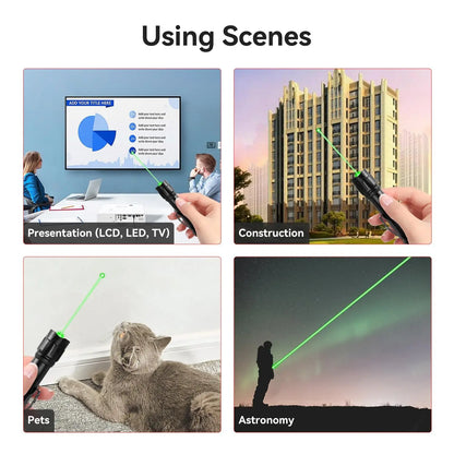 Rechargeable Laser Pointer, High Power Beam Light, Long Distance Range, for Use with TV LED LCD Screens, Suitable for Tactical, Office, Outdoor, and Construction Use, Powerful Light