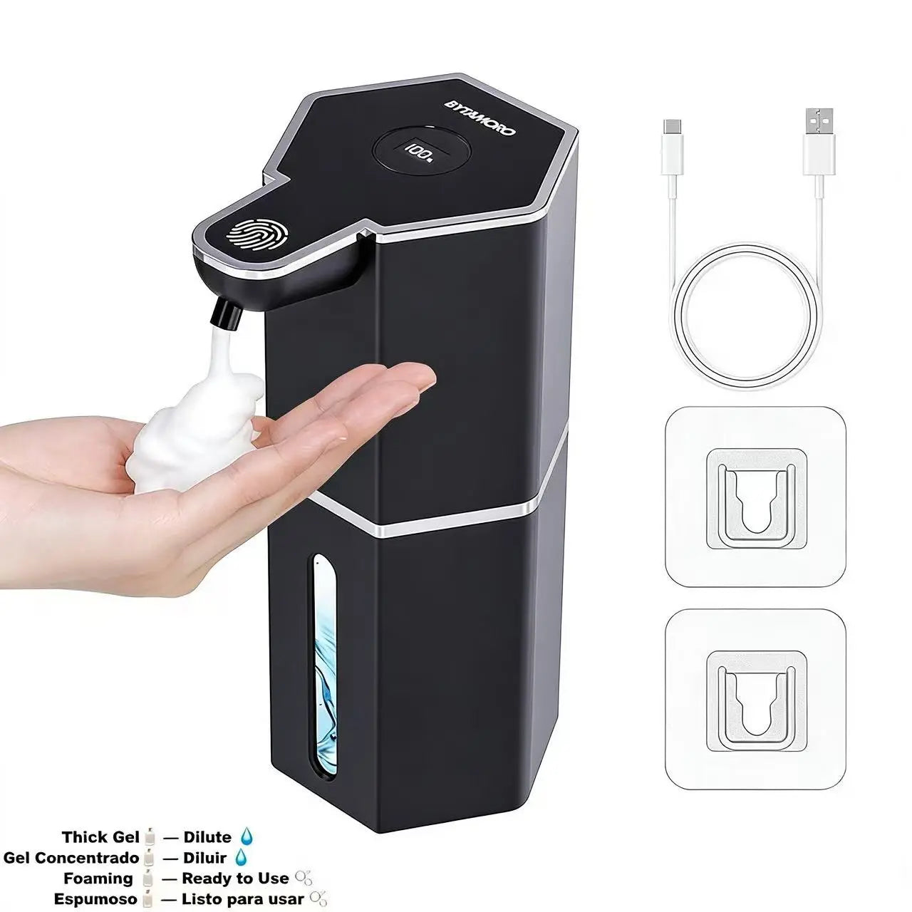 Automatic Soap Dispenser, 12Oz Touchless Foaming Soap Dispenser, USB Rechargeable, 4 Adjustable Levels, Waterproof, Kitchen Gadgets, Home Essentials Hand Wall, Bathroom Soap Dispenser Restroom