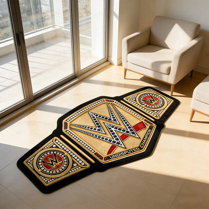 WWE Championship Belt-Inspired Velvety Area Rug, Ideal for Wrestling Enthusiasts' Living Room or Bedroom, High Elasticity and Non-Slip Design